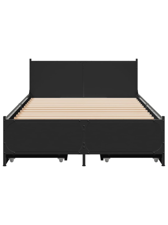 Gultas rāmis ar atvilktnēm, melns, 75x190 cm, inženierijas koks