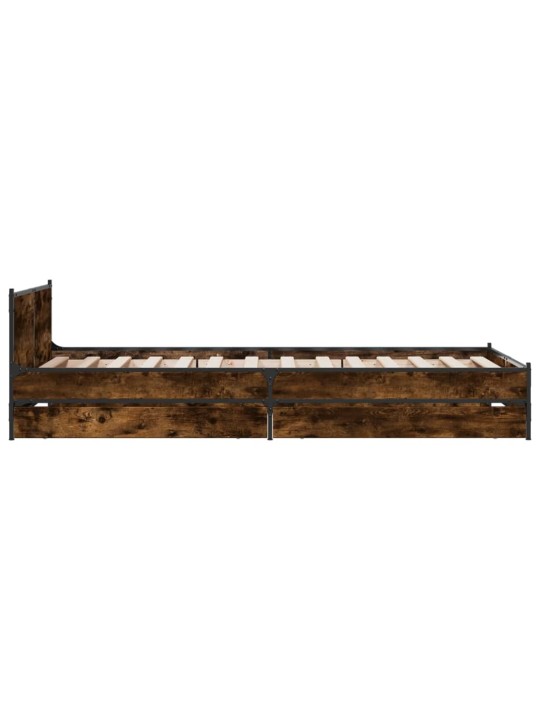 Gultas rāmis ar atvilktnēm, ozola, 75x190 cm, inženierijas koks
