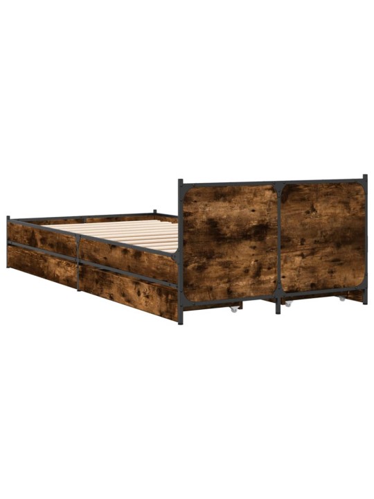 Gultas rāmis ar atvilktnēm, ozola, 75x190 cm, inženierijas koks