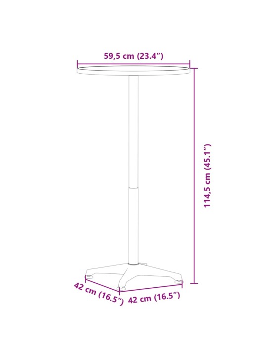Āra bāra galds, regulējams, ø59,5x70/114,5 cm, alumīnijs