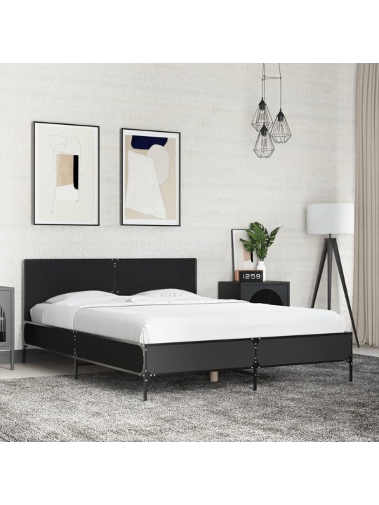 Gultas rāmis, melns, 120x200 cm, inženierijas koks, metāls