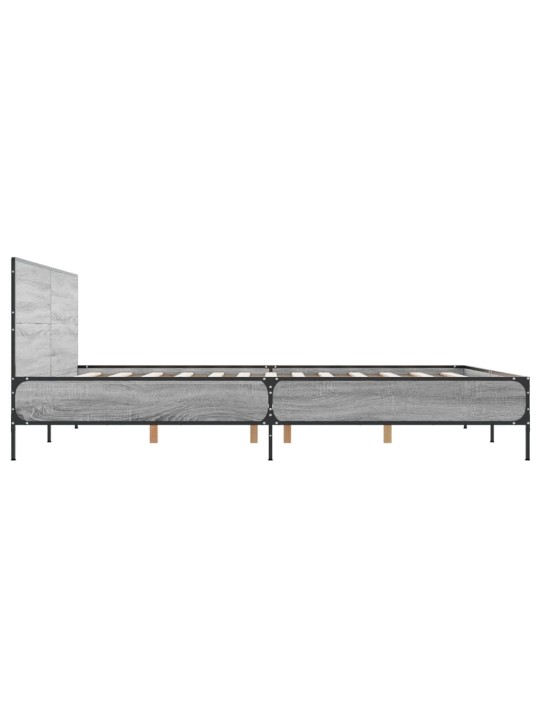 Gultas rāmis, pelēka ozola 120x200cm, inženierijas koks, metāls