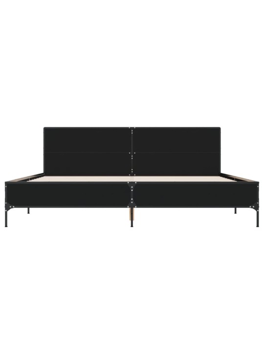 Gultas rāmis, melns, 180x200 cm, inženierijas koks, metāls