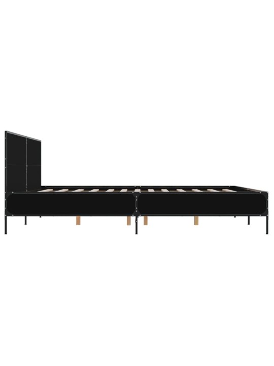 Gultas rāmis, melns, 180x200 cm, inženierijas koks, metāls