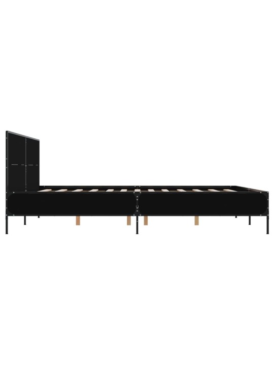 Gultas rāmis, melns, 120x190 cm, inženierijas koks, metāls