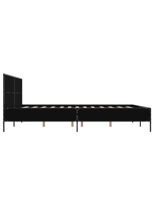 Gultas rāmis, melns, 135x190 cm, inženierijas koks, metāls