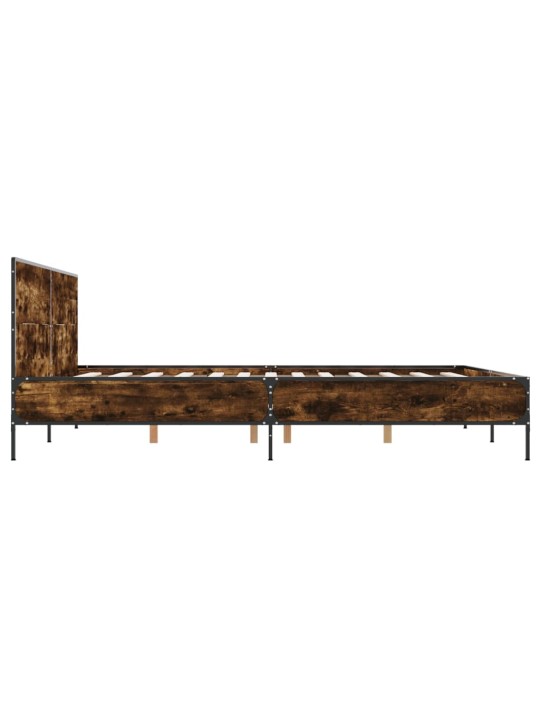Gultas rāmis, ozola krāsā, 140x190cm, inženierijas koks, metāls