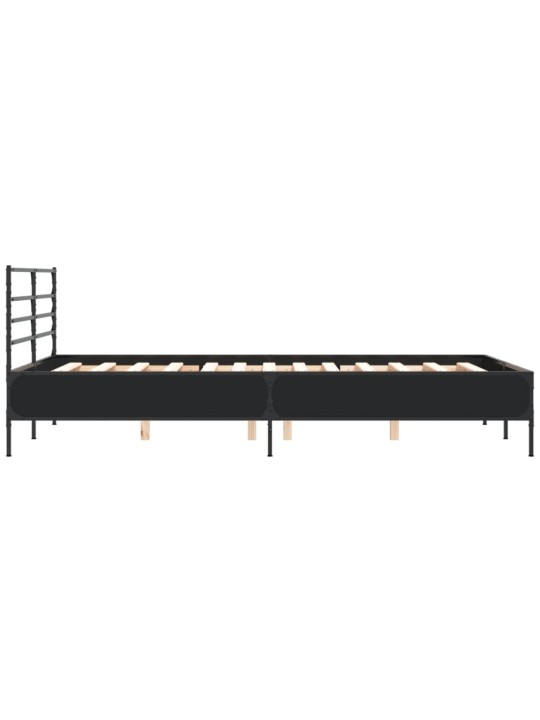 Gultas rāmis, melns, 135x190 cm, inženierijas koks, metāls