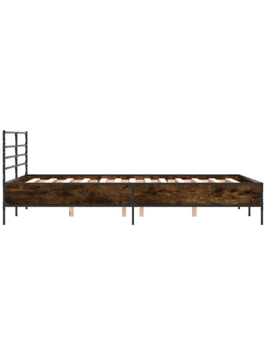 Gultas rāmis, ozola krāsā, 135x190cm, inženierijas koks, metāls