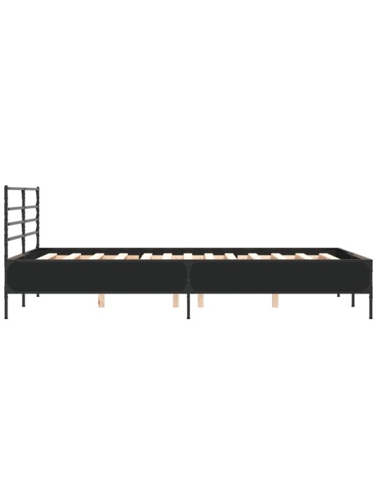 Gultas rāmis, melns, 140x190 cm, inženierijas koks, metāls