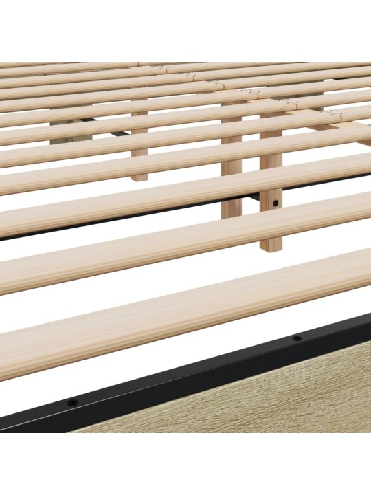Gultas rāmis, ozola krāsā, 200x200cm, inženierijas koks, metāls