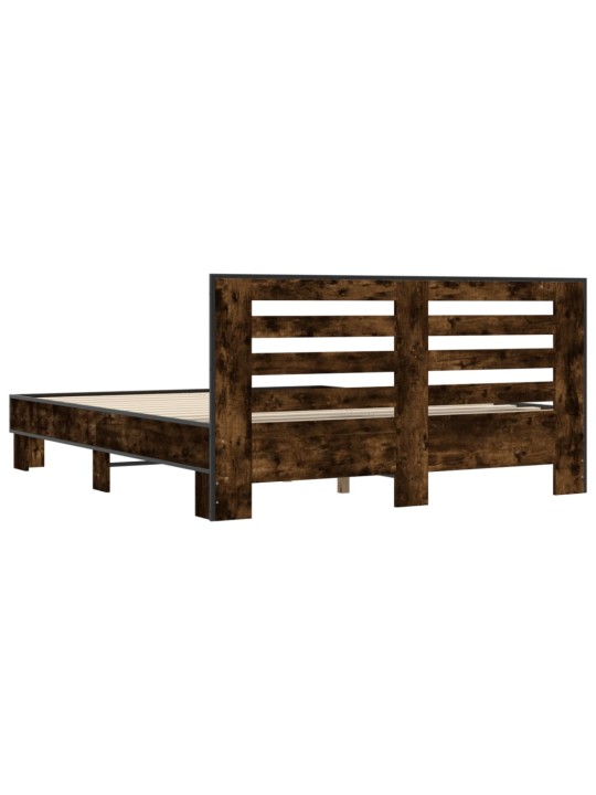 Gultas rāmis, ozola krāsā, 150x200cm, inženierijas koks, metāls