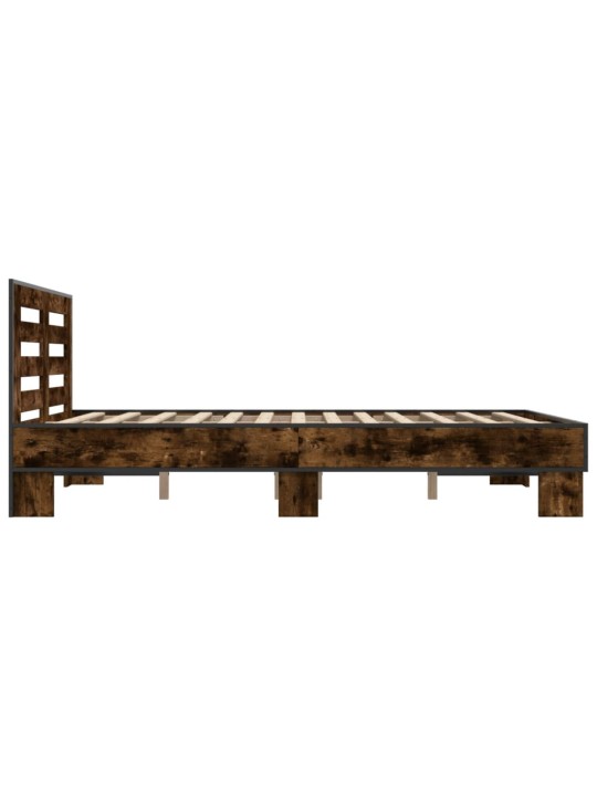 Gultas rāmis, ozola krāsā, 120x200cm, inženierijas koks, metāls