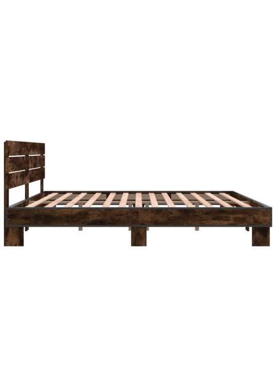 Gultas rāmis, ozola krāsā, 200x200cm, inženierijas koks, metāls