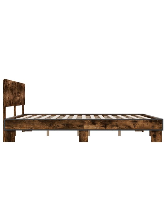 Gultas rāmis, ozola krāsā, 200x200cm, inženierijas koks, metāls