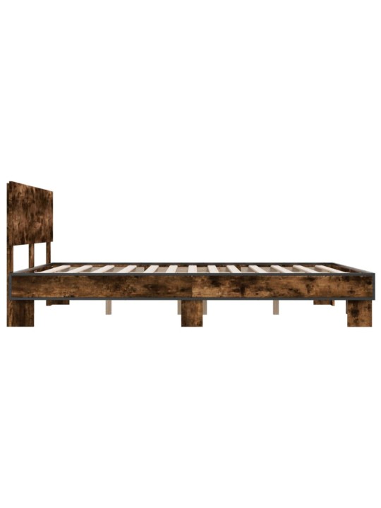 Gultas rāmis, ozola krāsā, 160x200cm, inženierijas koks, metāls