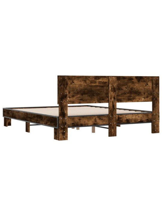 Gultas rāmis, ozola krāsā, 160x200cm, inženierijas koks, metāls