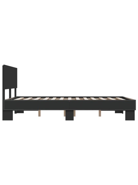 Gultas rāmis, melns, 140x200 cm, inženierijas koks, metāls