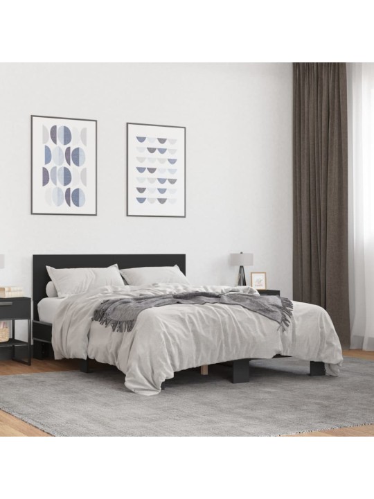 Gultas rāmis, melns, 120x200 cm, inženierijas koks, metāls