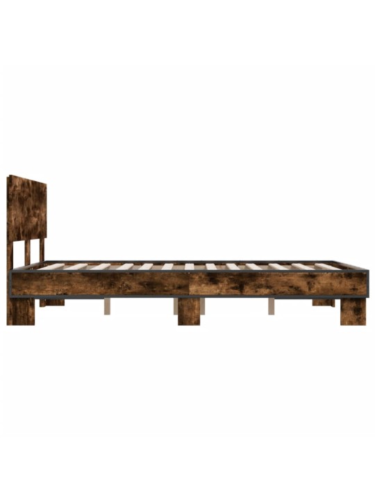 Gultas rāmis, ozola krāsā, 140x190cm, inženierijas koks, metāls