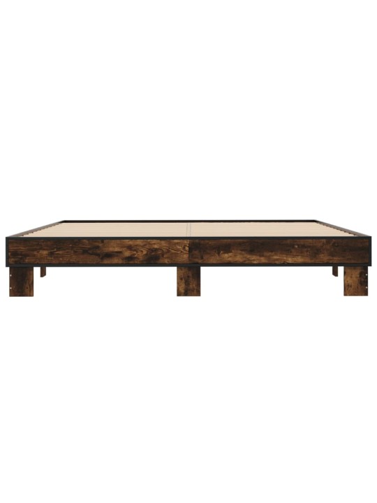 Gultas rāmis, ozola krāsā, 200x200cm, inženierijas koks, metāls