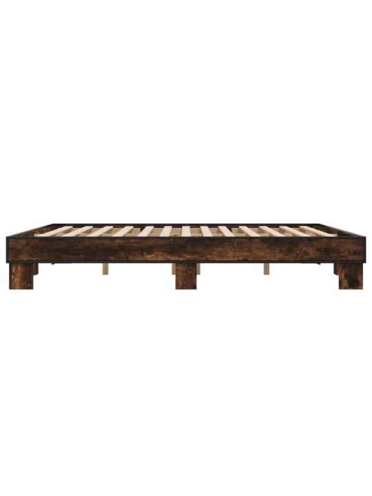 Gultas rāmis, ozola krāsā, 200x200cm, inženierijas koks, metāls
