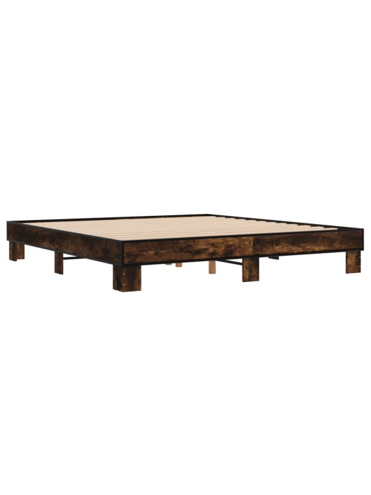 Gultas rāmis, ozola krāsā, 200x200cm, inženierijas koks, metāls