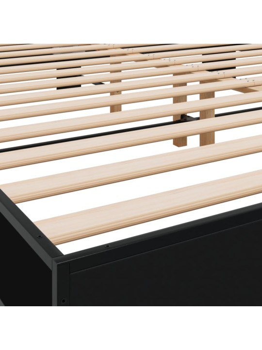 Gultas rāmis, melns, 180x200 cm, inženierijas koks, metāls