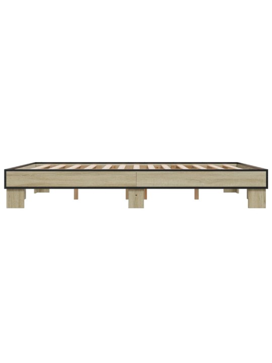 Gultas rāmis, ozola krāsā, 150x200cm, inženierijas koks, metāls