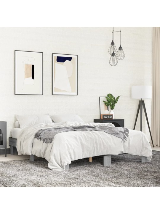 Gultas rāmis, pelēka ozola,150x200cm, inženierijas koks, metāls