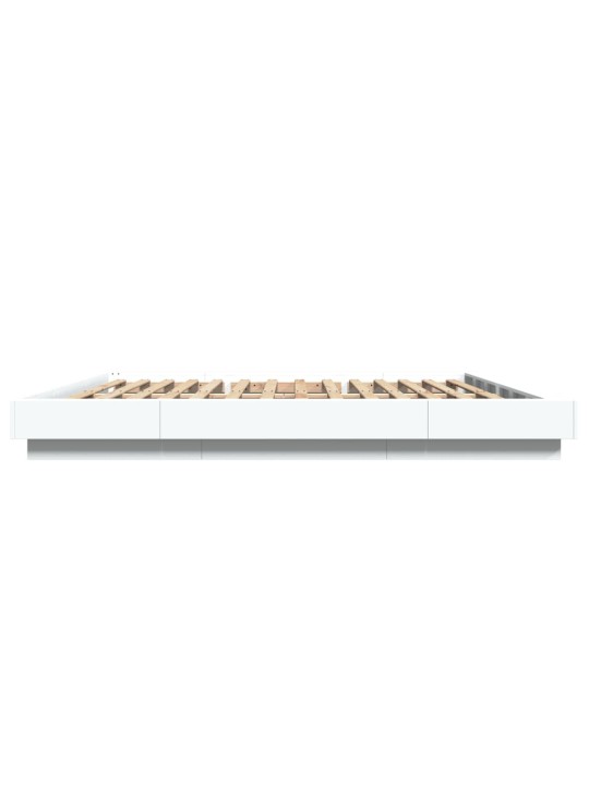 Gultas rāmis ar LED, 200x200 cm, inženierijas koks, balts