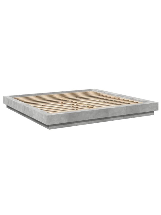 Gultas rāmis ar led, betona pelēks,200x200cm, inženierijas koks