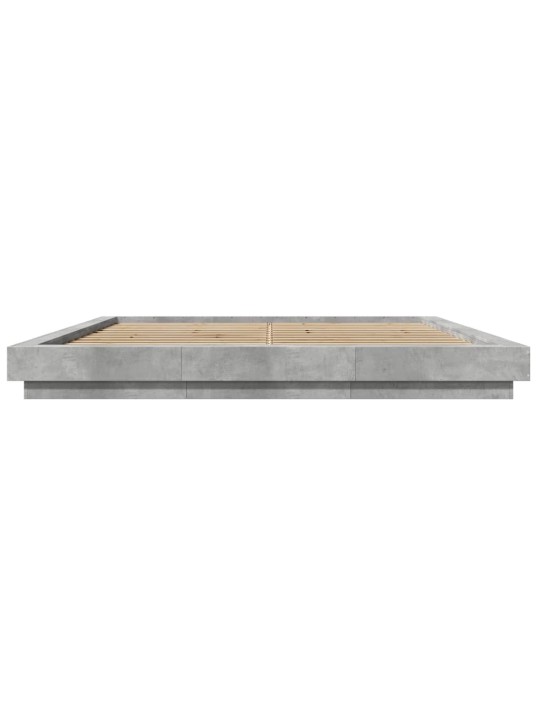 Gultas rāmis ar led, betona pelēks,200x200cm, inženierijas koks