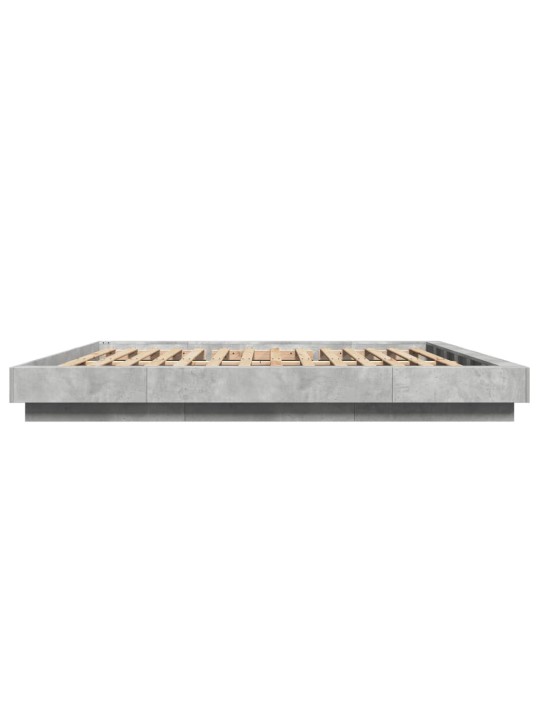 Gultas rāmis ar led, betona pelēks,200x200cm, inženierijas koks