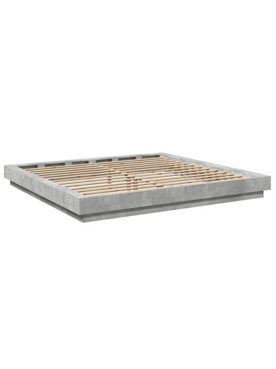 Gultas rāmis ar led, betona pelēks,200x200cm, inženierijas koks