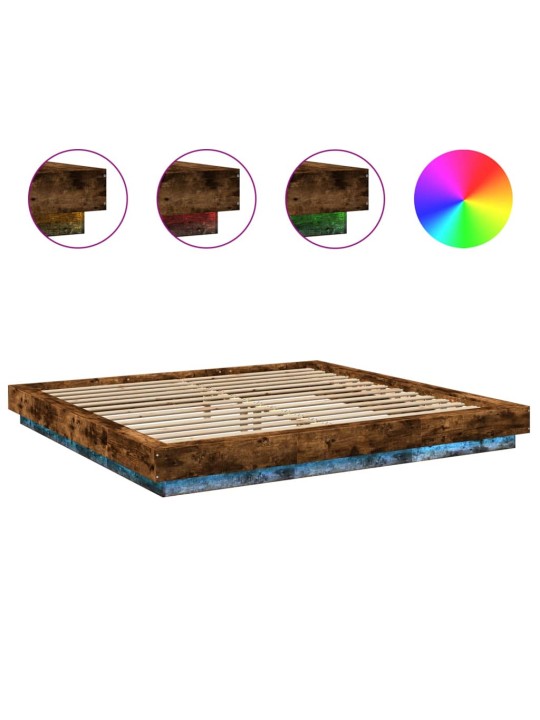 Gultas rāmis ar led, ozola, 200x200 cm, inženierijas koks