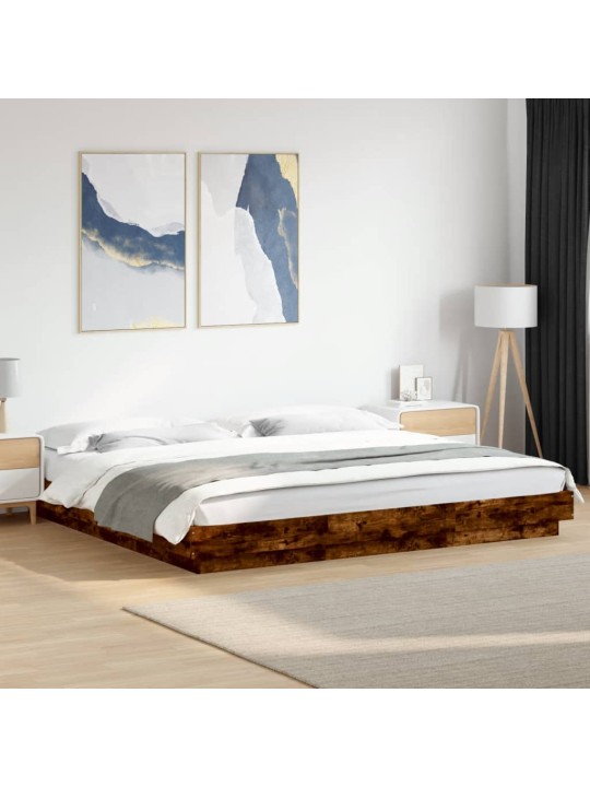 Gultas rāmis ar led, ozola, 200x200 cm, inženierijas koks
