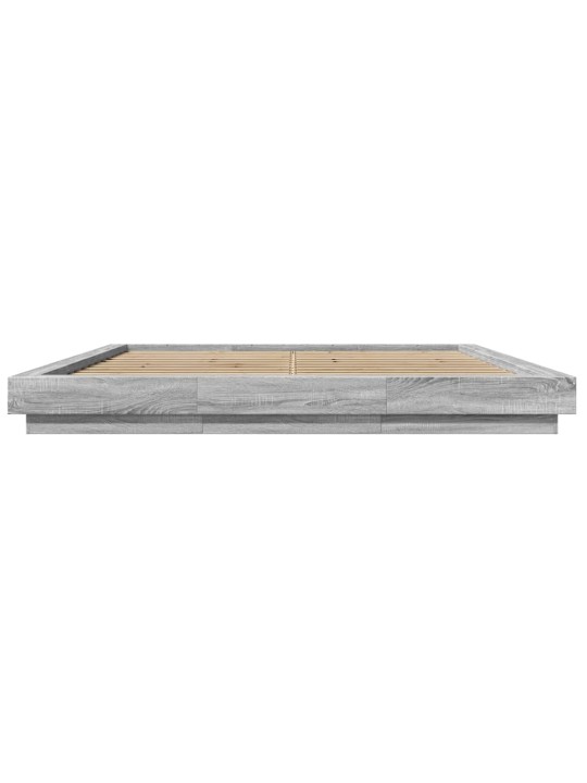 Gultas rāmis ar led, pelēka ozola, 200x200cm, inženierijas koks
