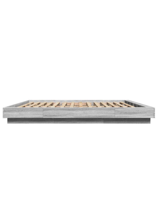 Gultas rāmis ar led, pelēka ozola, 200x200cm, inženierijas koks