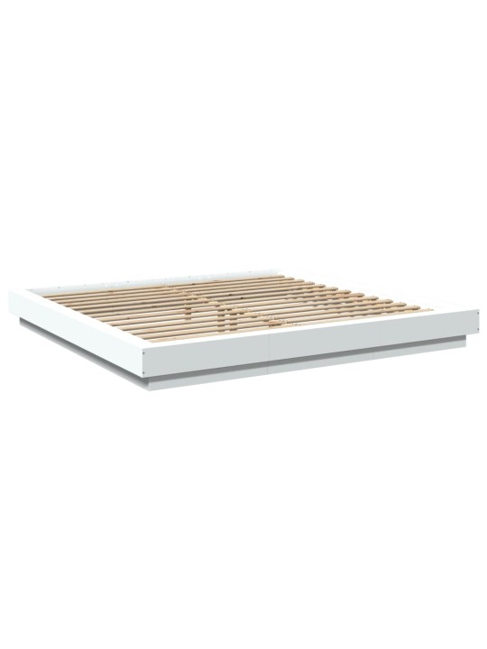 Gultas rāmis ar led, 180x200 cm, inženierijas koks, balts