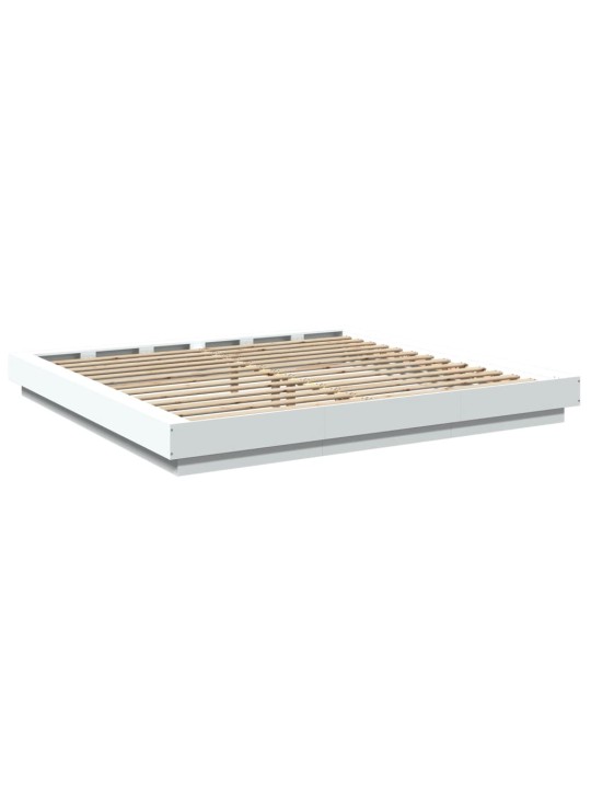 Gultas rāmis ar led, 180x200 cm, inženierijas koks, balts