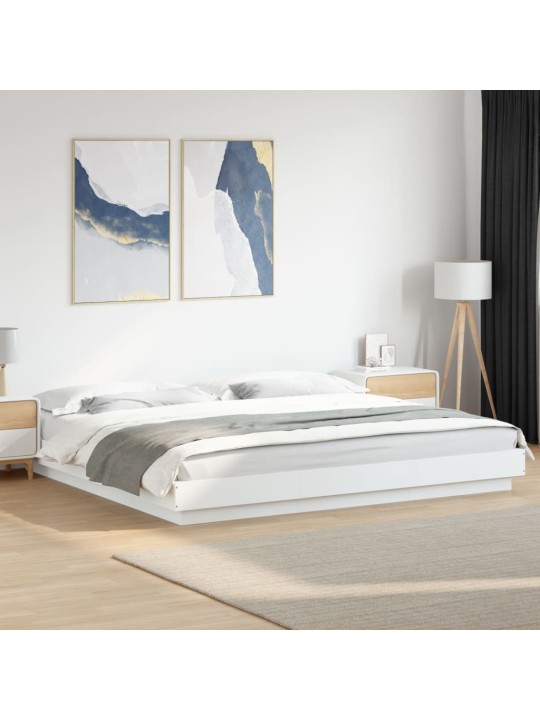 Gultas rāmis ar led, 180x200 cm, inženierijas koks, balts
