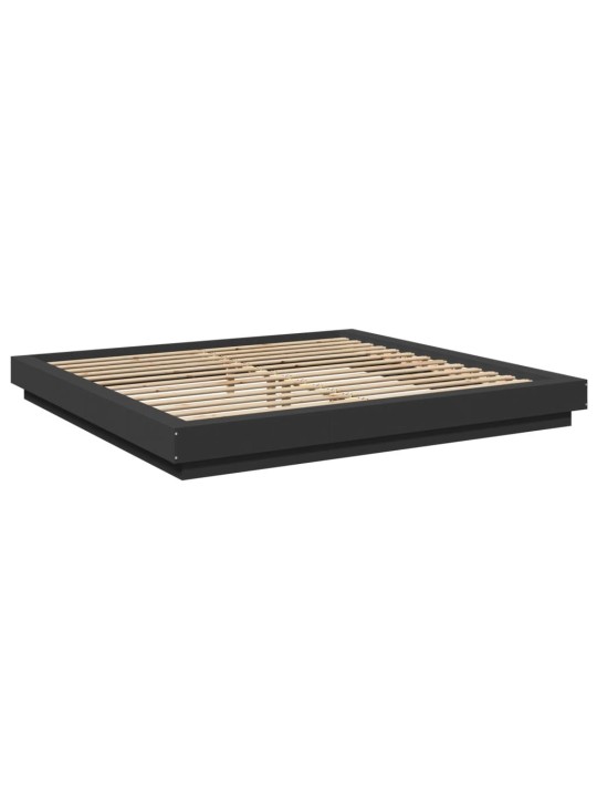 Gultas rāmis ar LED, melns, 180x200 cm, inženierijas koks