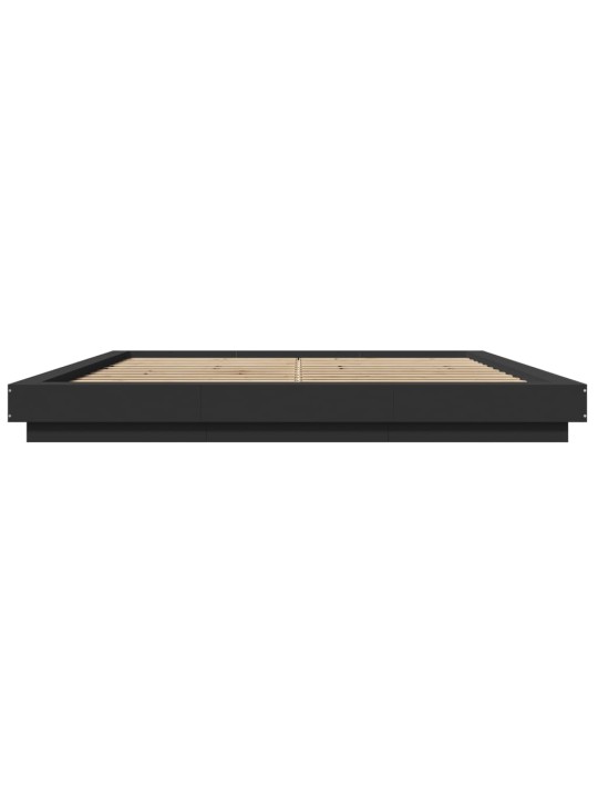 Gultas rāmis ar LED, melns, 180x200 cm, inženierijas koks