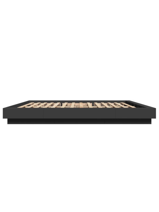 Gultas rāmis ar LED, melns, 180x200 cm, inženierijas koks
