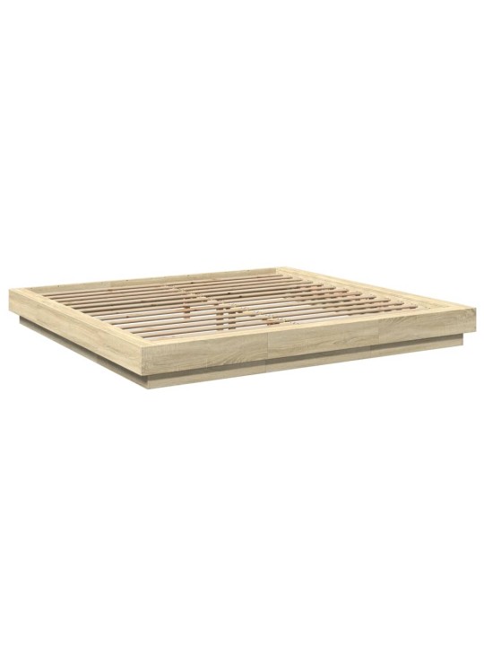 Gultas rāmis ar LED, ozola, 180x200 cm, inženierijas koks