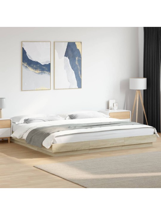 Gultas rāmis ar LED, ozola, 180x200 cm, inženierijas koks