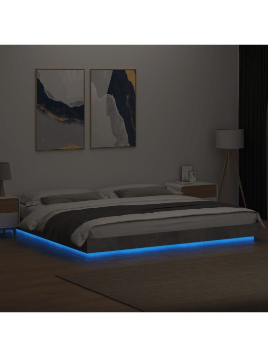 Gultas rāmis ar led, betona pelēks,180x200cm, inženierijas koks