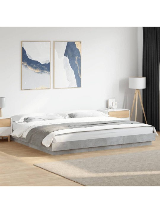 Gultas rāmis ar led, betona pelēks,180x200cm, inženierijas koks
