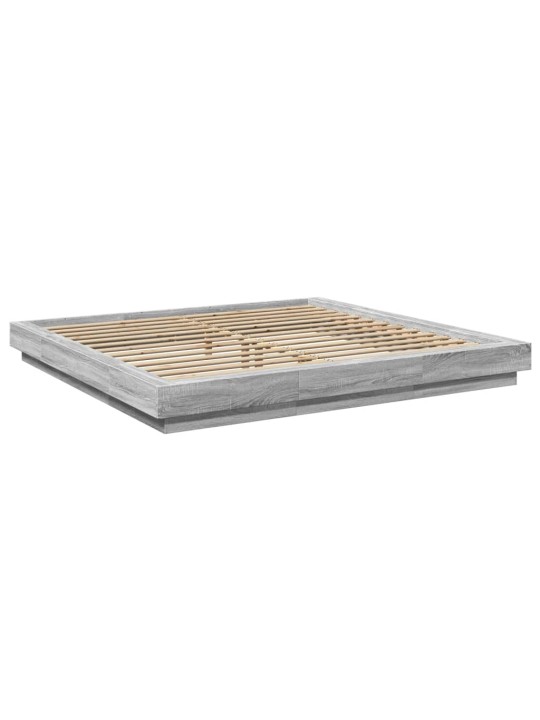 Gultas rāmis ar LED, pelēka ozola, 180x200cm, inženierijas koks